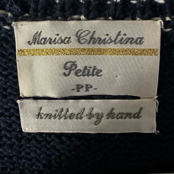 Vintage Marisa Christina Nautical Chunky Hand Knit Cardigan Size PP Grannycore - Picture 9 of 11